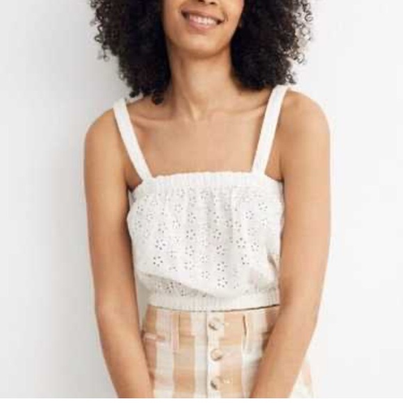 Madewell Tops - White Eyelet cropped Women's Top